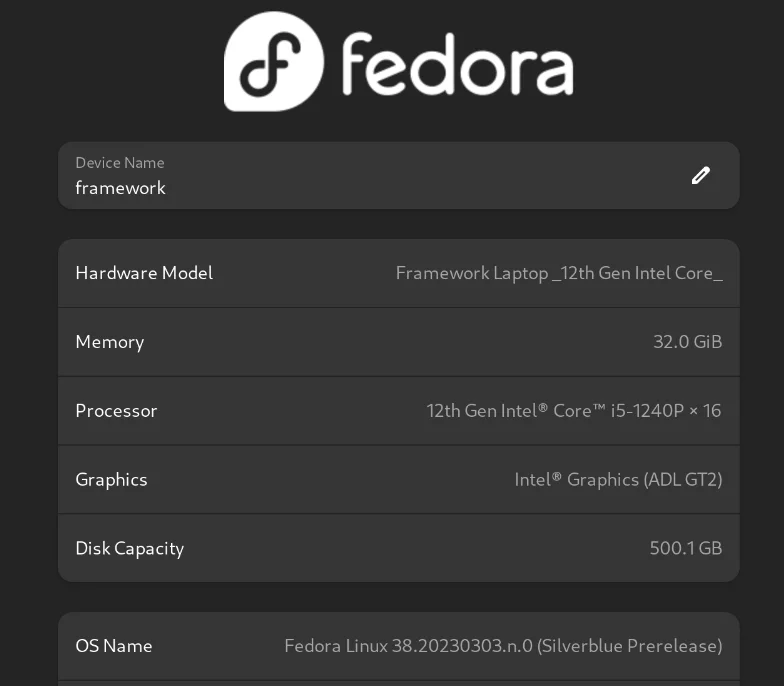 Screenshot of About Laptop