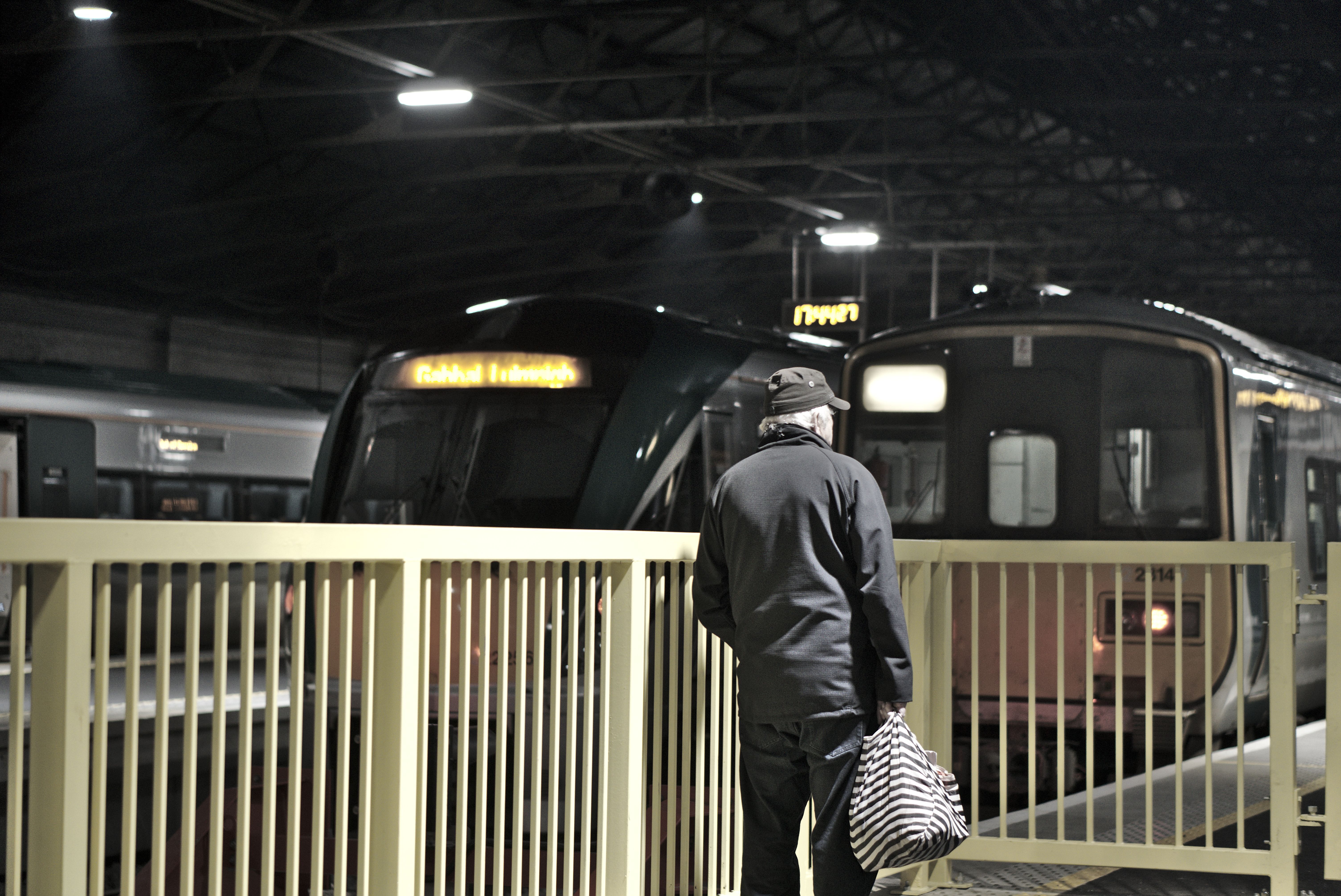 Man waiting of train at Colbert Station, Limerick